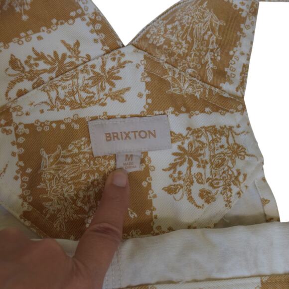 Brixton Brown Floral Checkered Overalls – Size Medium - Picture 3 of 5